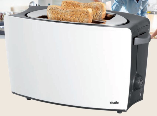 Doppelschlitz-Toaster mit Brötchenaufsatz/ 800 W/ 2 Scheiben