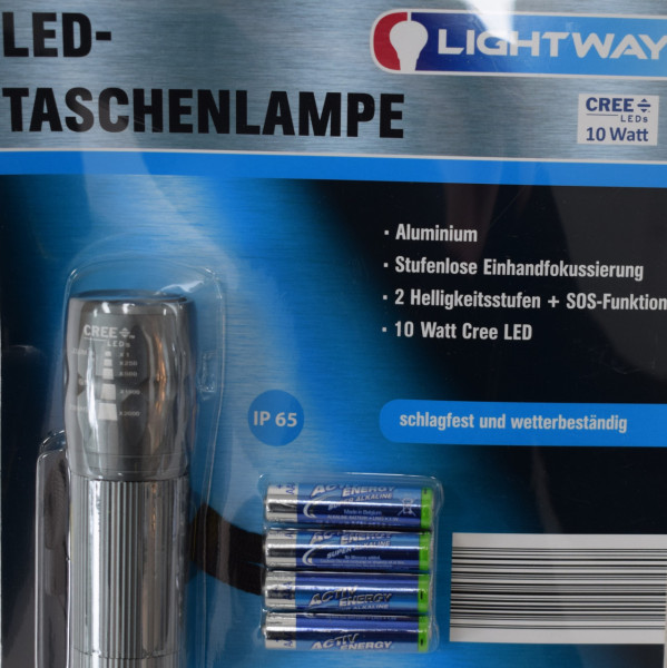 LED-Taschenlampe Alu silber 10 W Cree LED